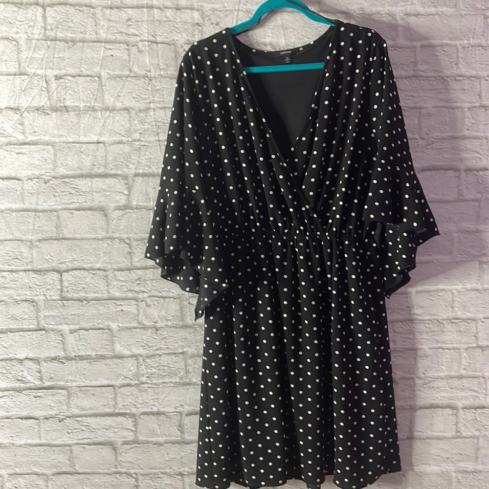 Black & White Polka Dot Dress (Bell Sleeve)